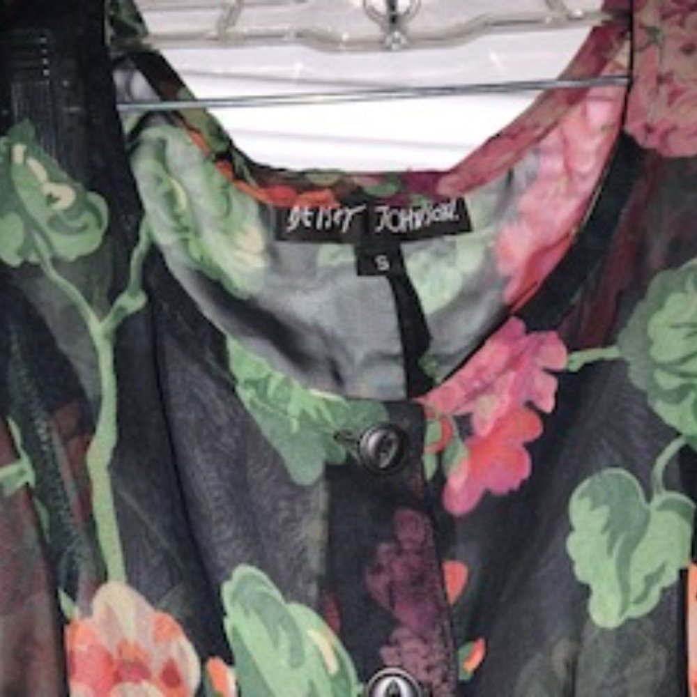 Betsy Johnson floral sheer top/blouse